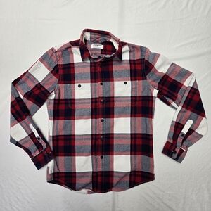 Express Small Red and Black Plaid Button-Down Shirt